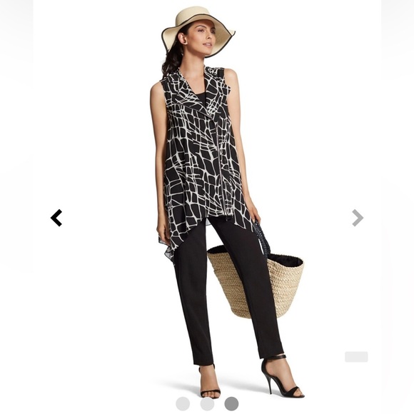 Chico’s black and white vest. Chic animal print with an off-center zipper. - Picture 2 of 8